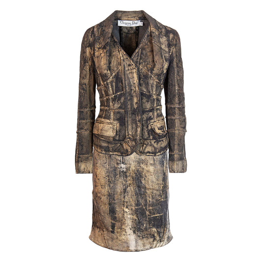 FW 2006 Painted Denim Set Jacket and Skirt