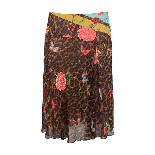 00’s Leopard Print Silk Skirt