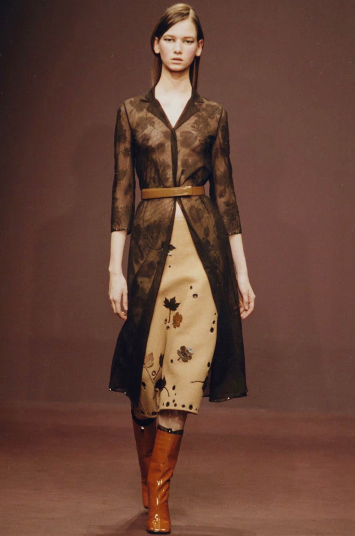 FW 1999 Mesh Dress with Leaves & Beads