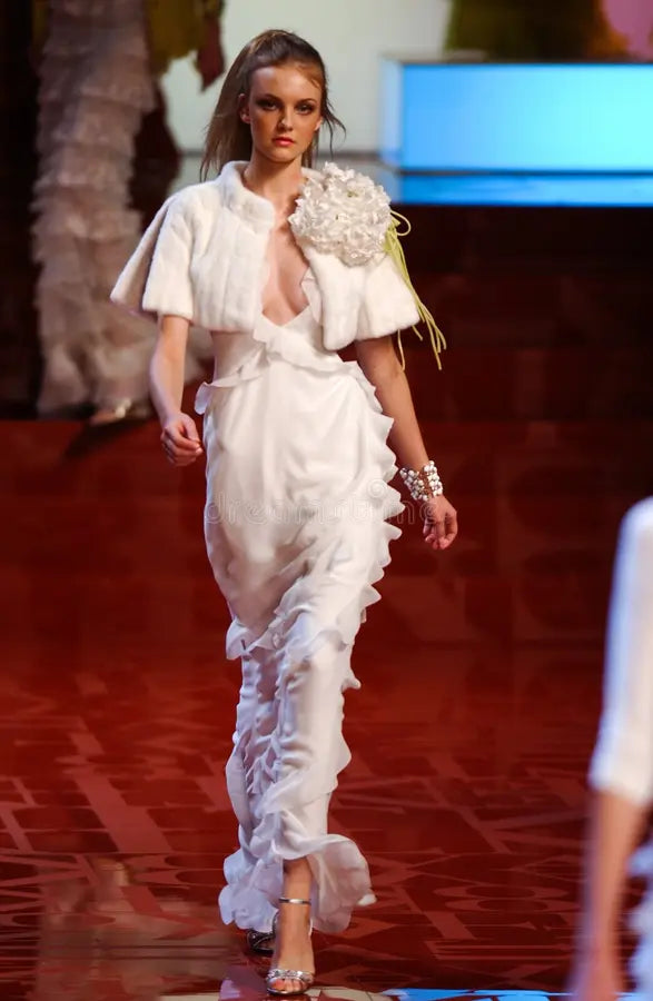SS 2005 Runway Ivory Layered Fringe Dress