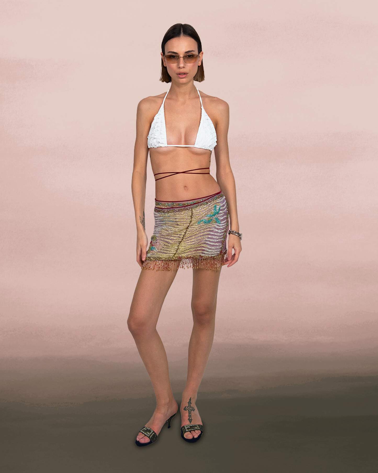 SS 2000 Embellished Wrap Mini Skirt