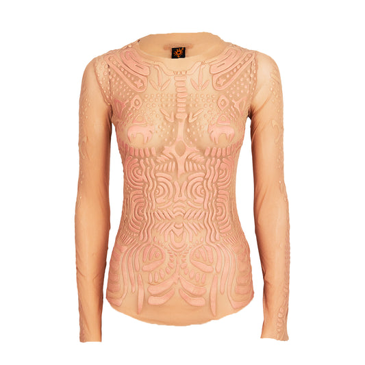 SS 1996 Trompe-l'œil Pink Mesh Top