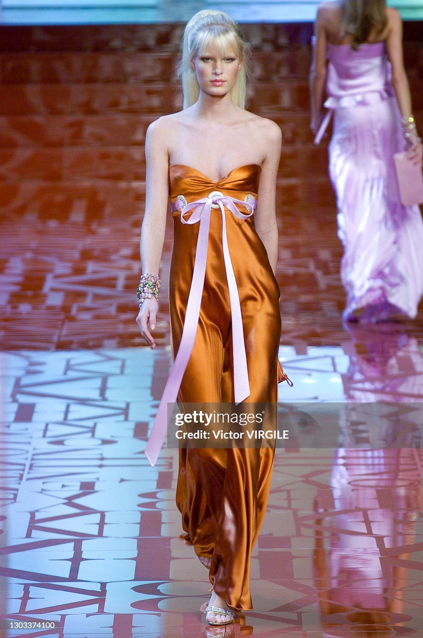 SS 2005 Orange Silk Dress with Pink Bow