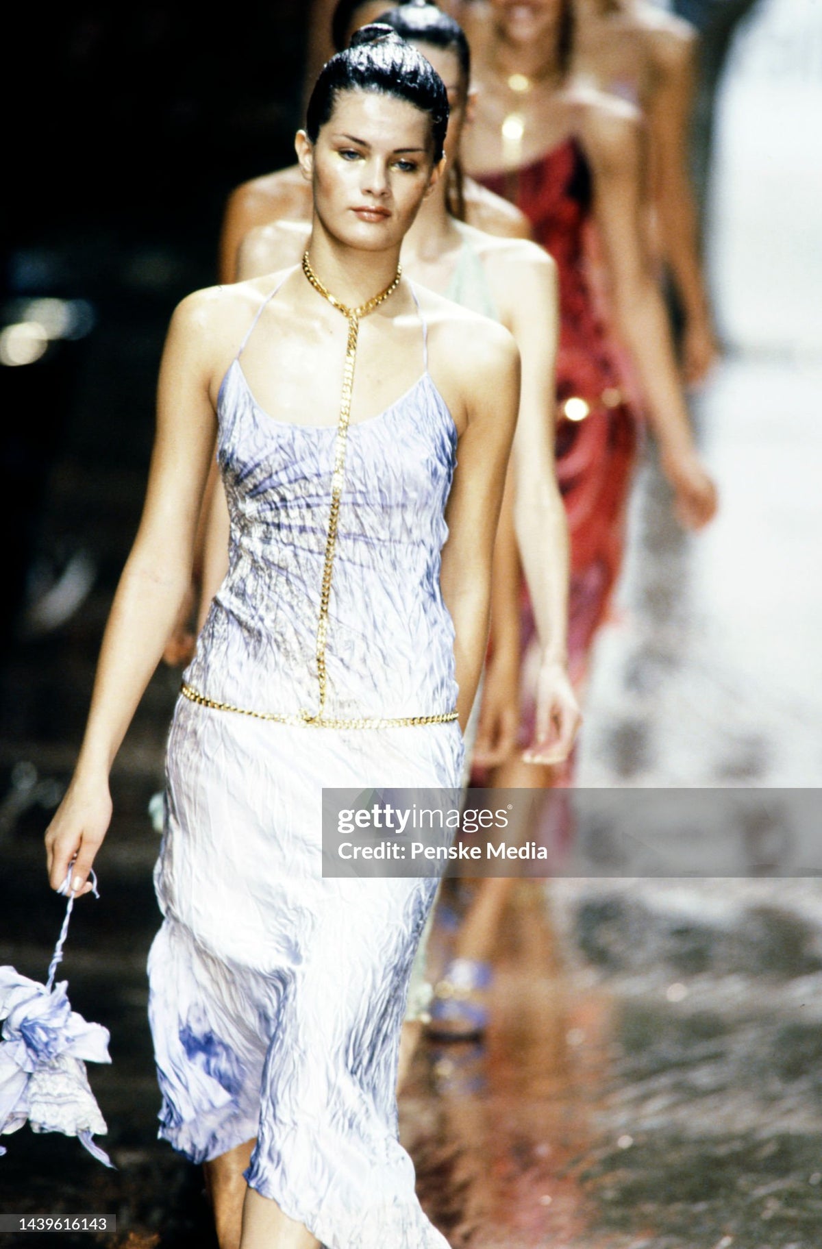 Roberto Cavalli SS 2000 lilac silk dress runway reference alternate view