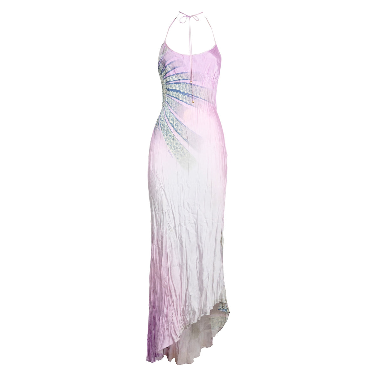 Roberto Cavalli SS 2000 lilac silk Swarovski runway dress front view