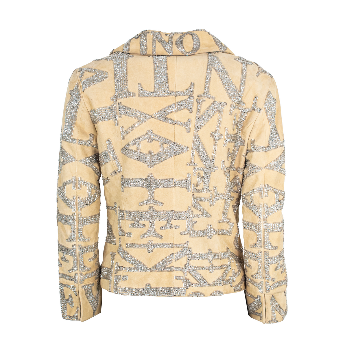 Valentino SS 2005 runway crystal logo goat suede jacket back
